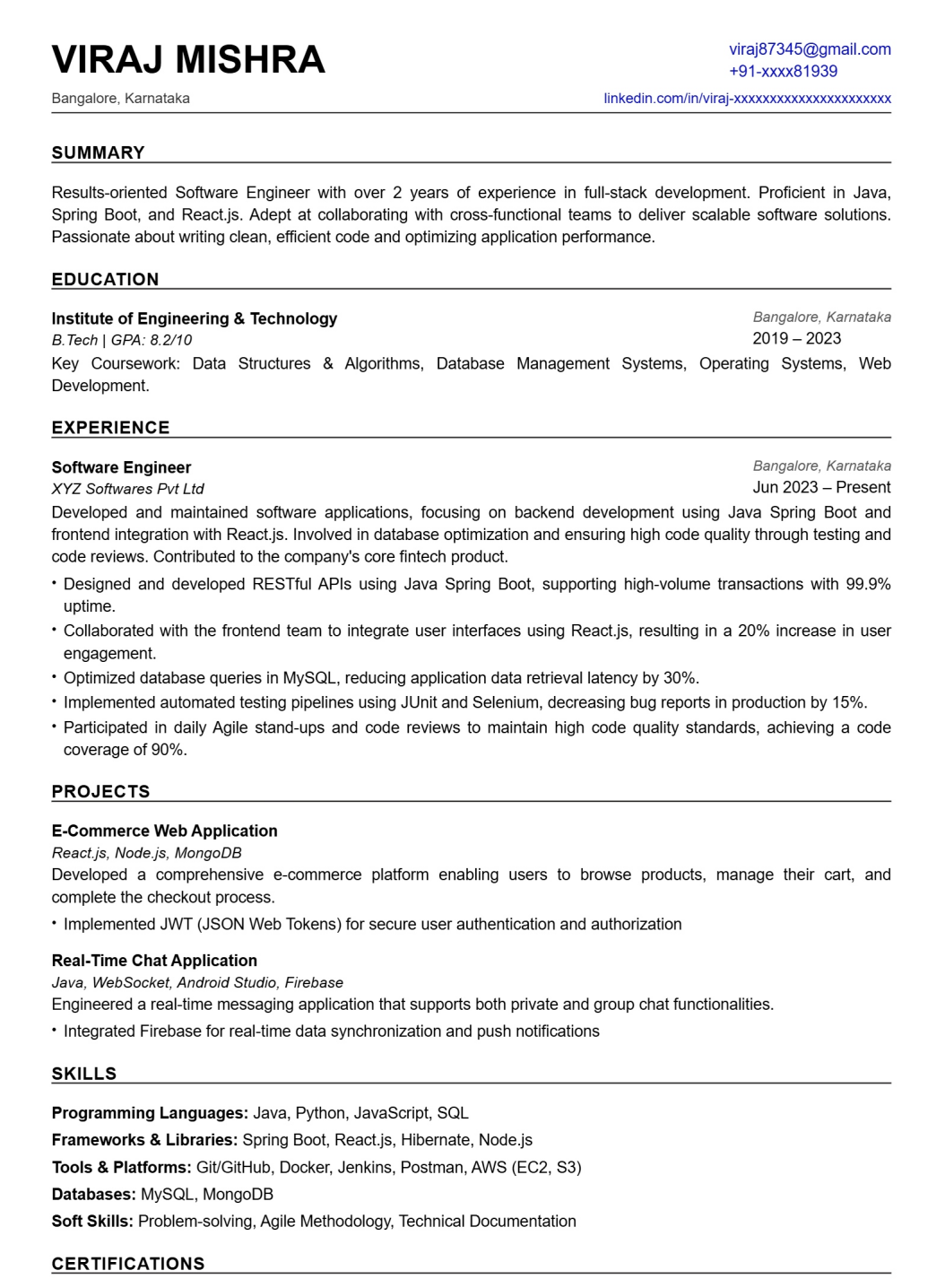 Resume Preview