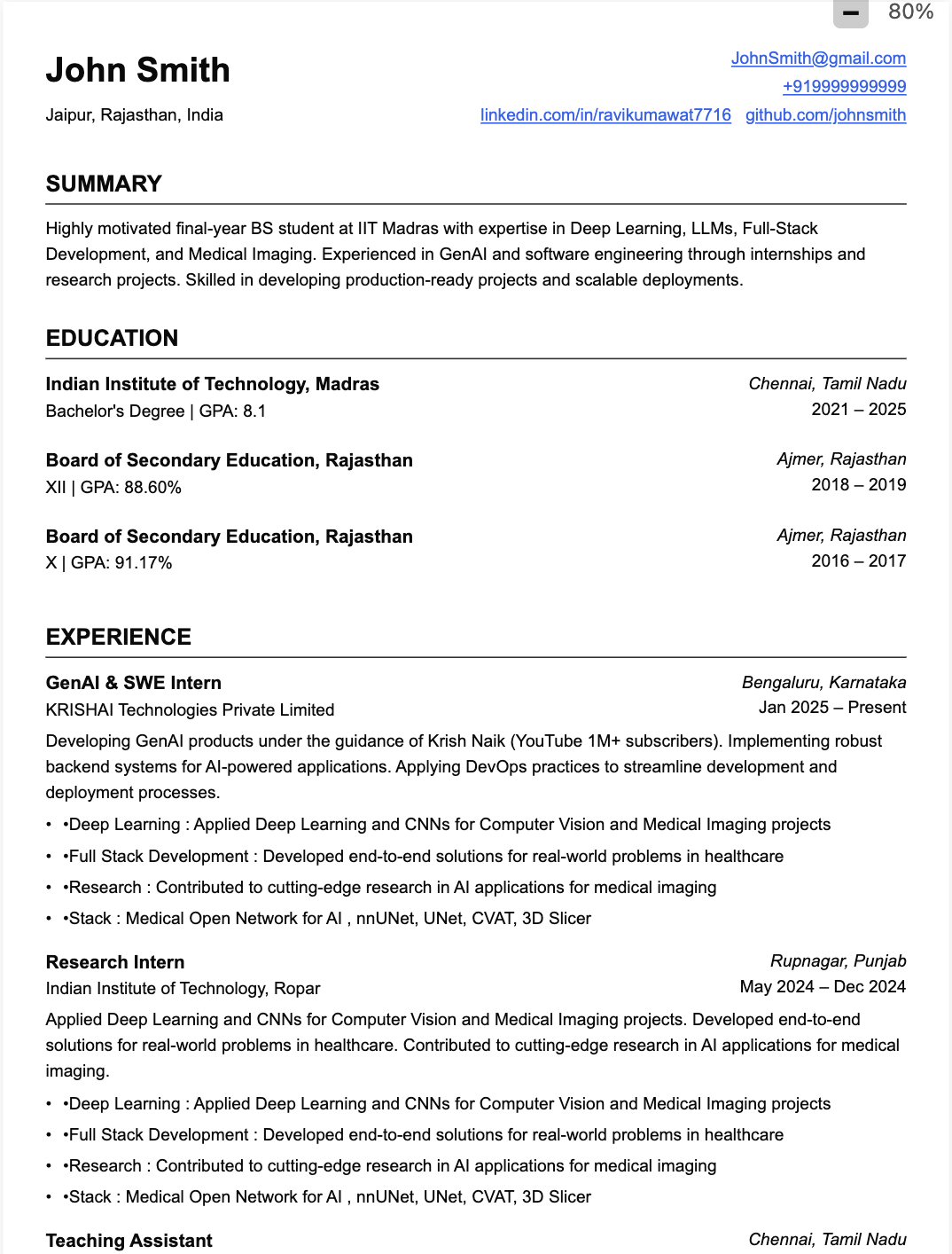 Resume Template 1